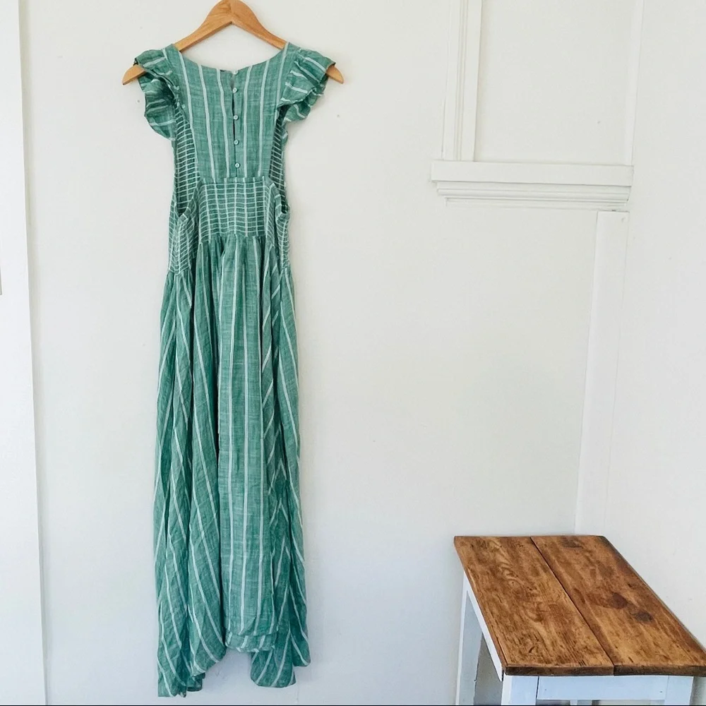 Free People Butterflies Chambray Midi Dress - Green - Picture 8 of 9